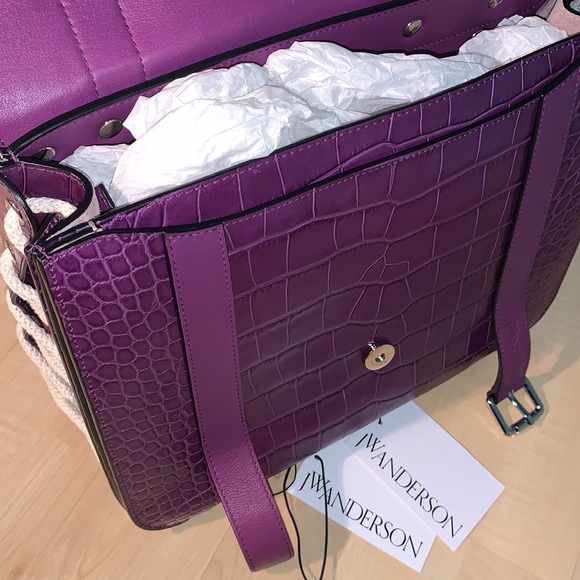 J.W. ANDERSON PURPLE LARGE DISC SATCHEL - Croc - Picture 14 of 16
